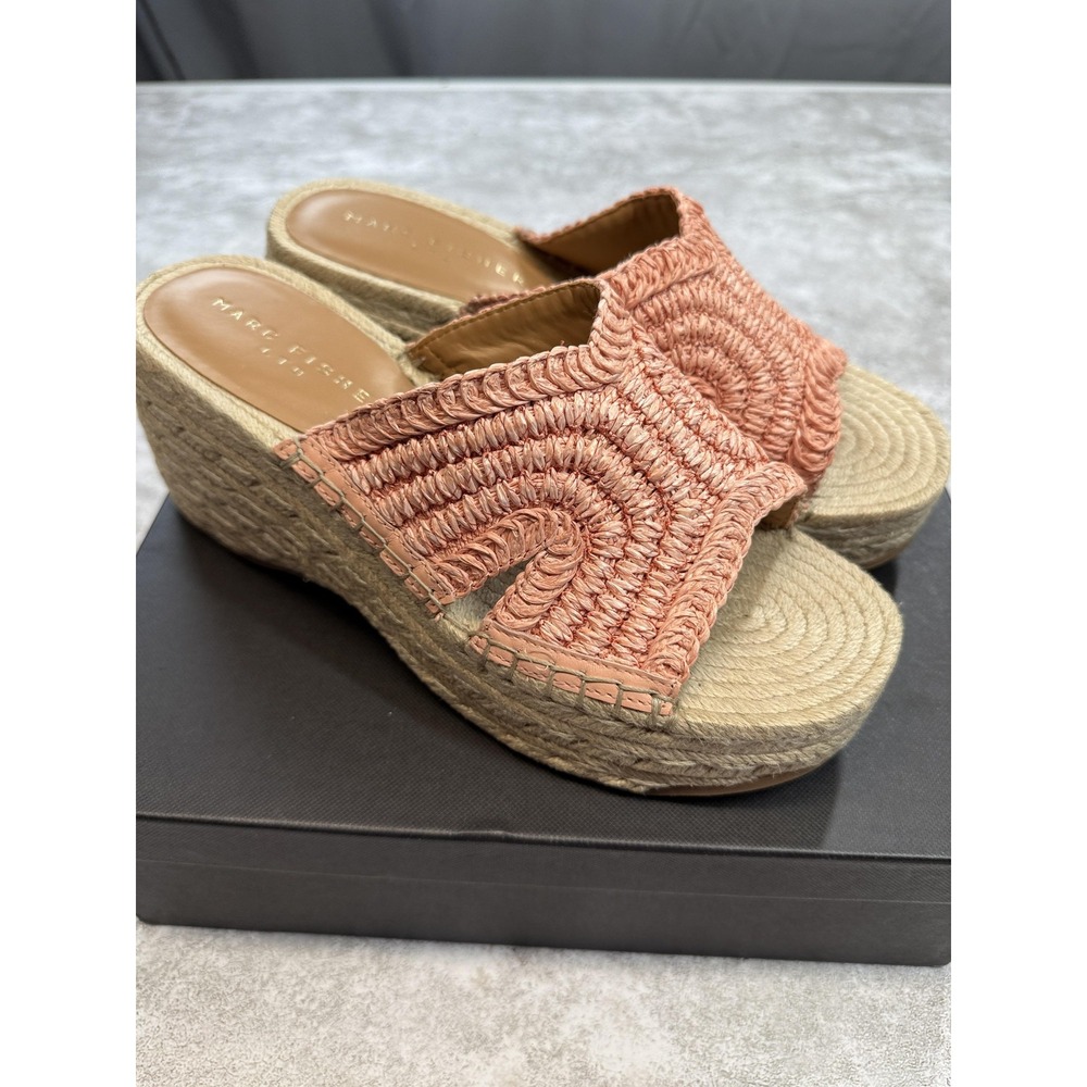 Marc Fisher LTD Sandals Womens Size 9.5 Pink Mi'Zakki‎ Espadrille Wedge Platform